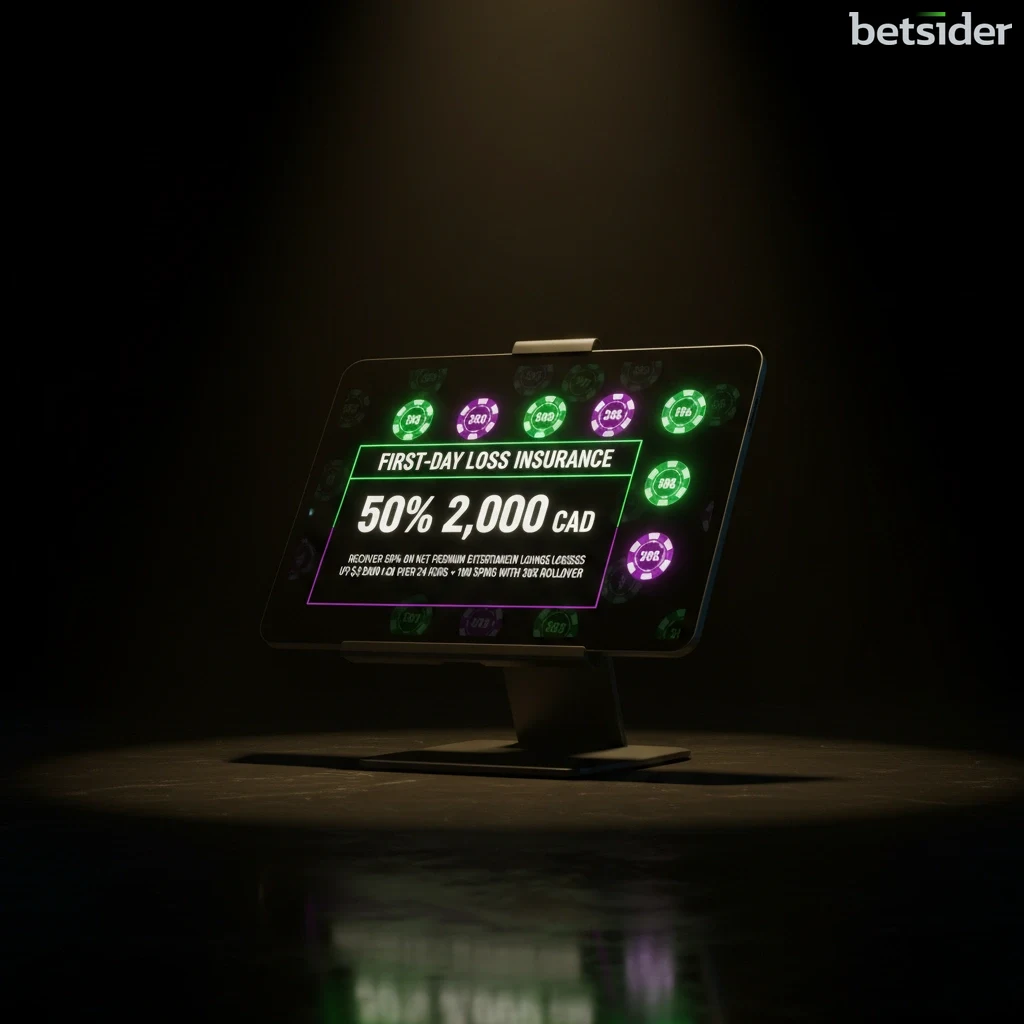Cashback insurance card showing refund percentage meter and game icons